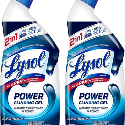 Lysol Power Toilet Bowl Cleaner Gel, For Cleaning and Disinfecting, Stain Removal, 24 Fl oz (2-pack),Packaging may vary